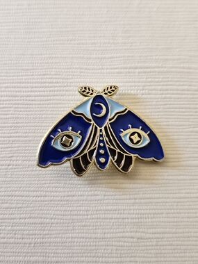 Blue Enamel Moth Pin  4 For $20 with Crescent Moon